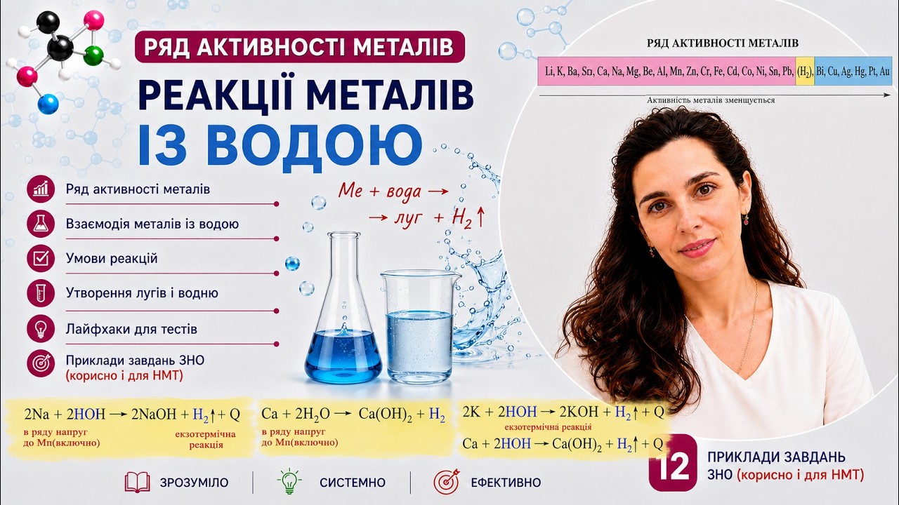 ЛАЙФХАКИ ДЛЯ ЗНО ХІМІЯ | РЯД АКТИВНОСТІ МЕТАЛІВ | РЕАКЦІЇ МЕТАЛІВ З ВОДОЮ
