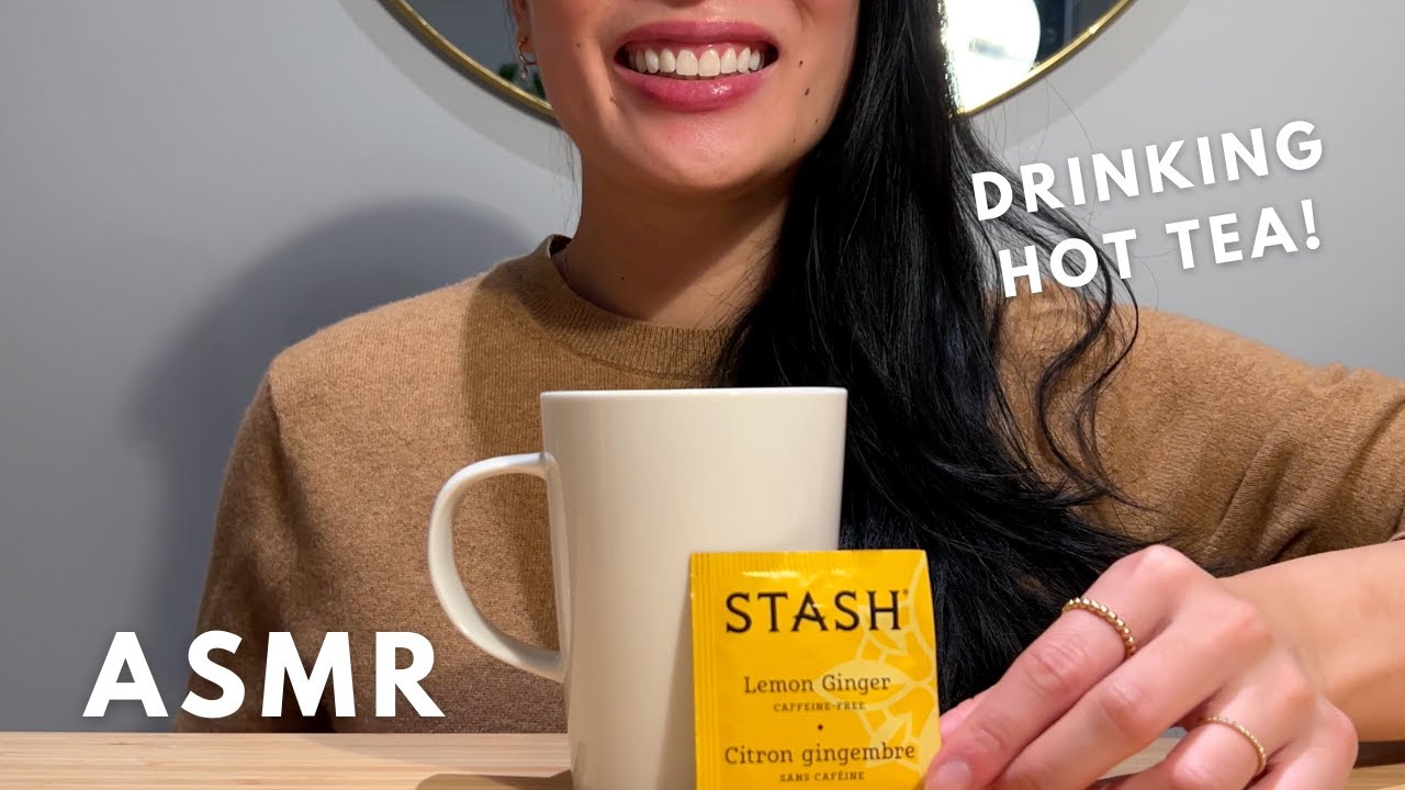 ASMR Drinking Hot Lemon Ginger Tea (No Talking, Gulping Sounds)
