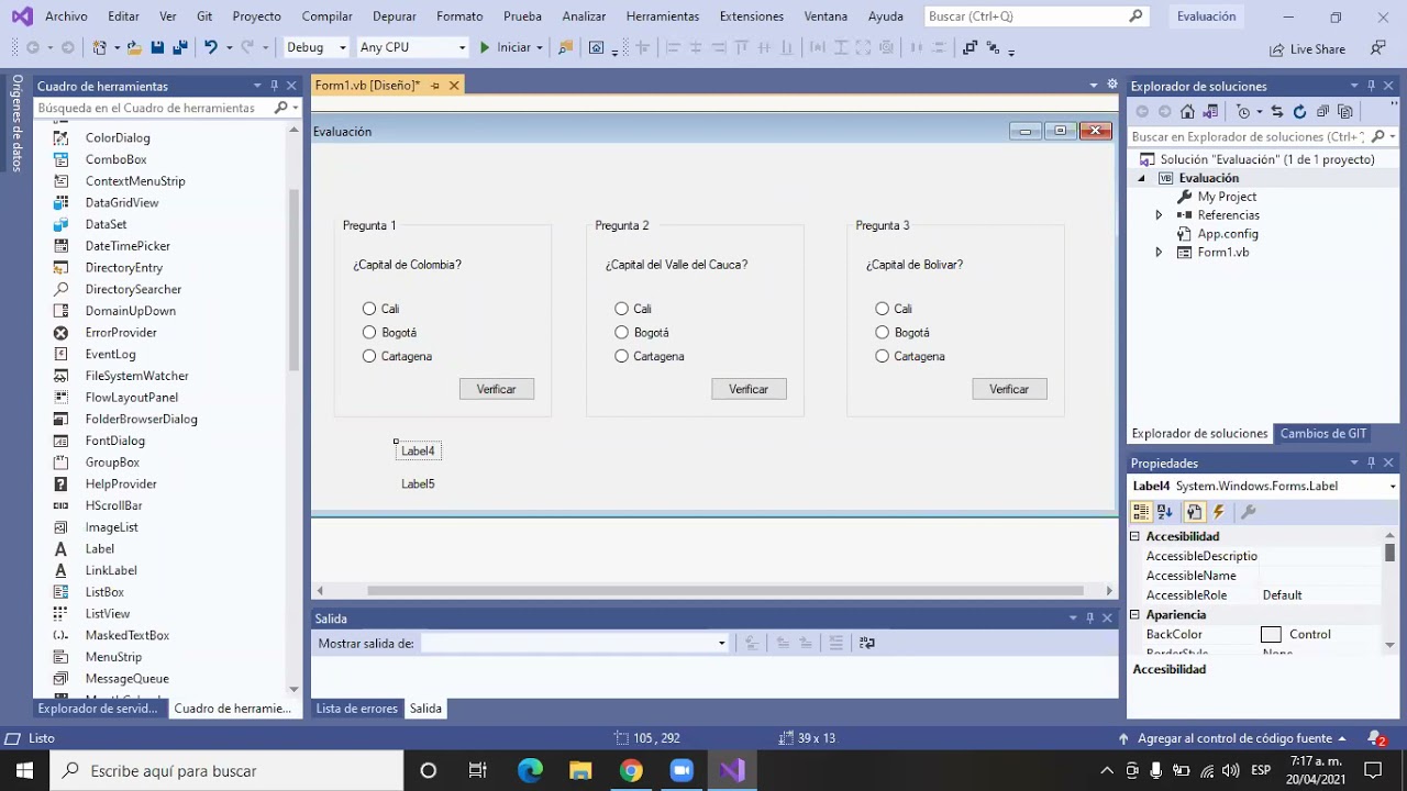 Crear Evaluación en Visual Basic NET   Parte 1