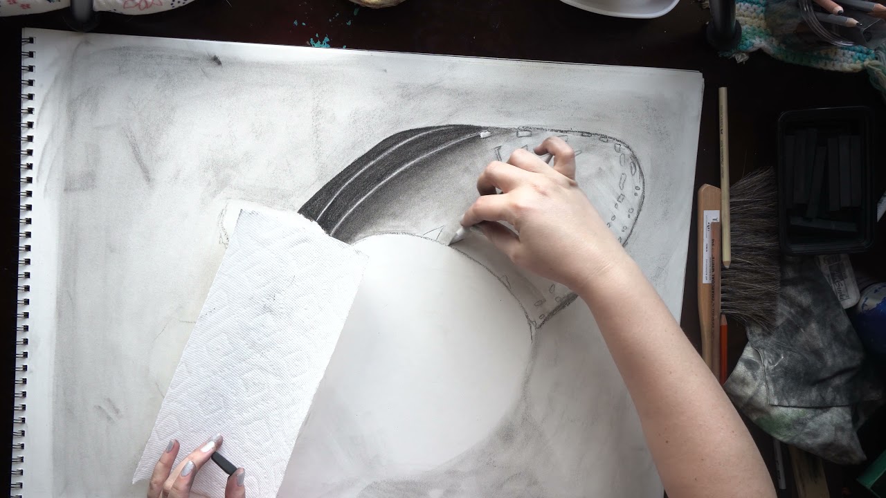 Charcoal Butterfly Drawing Hour 1