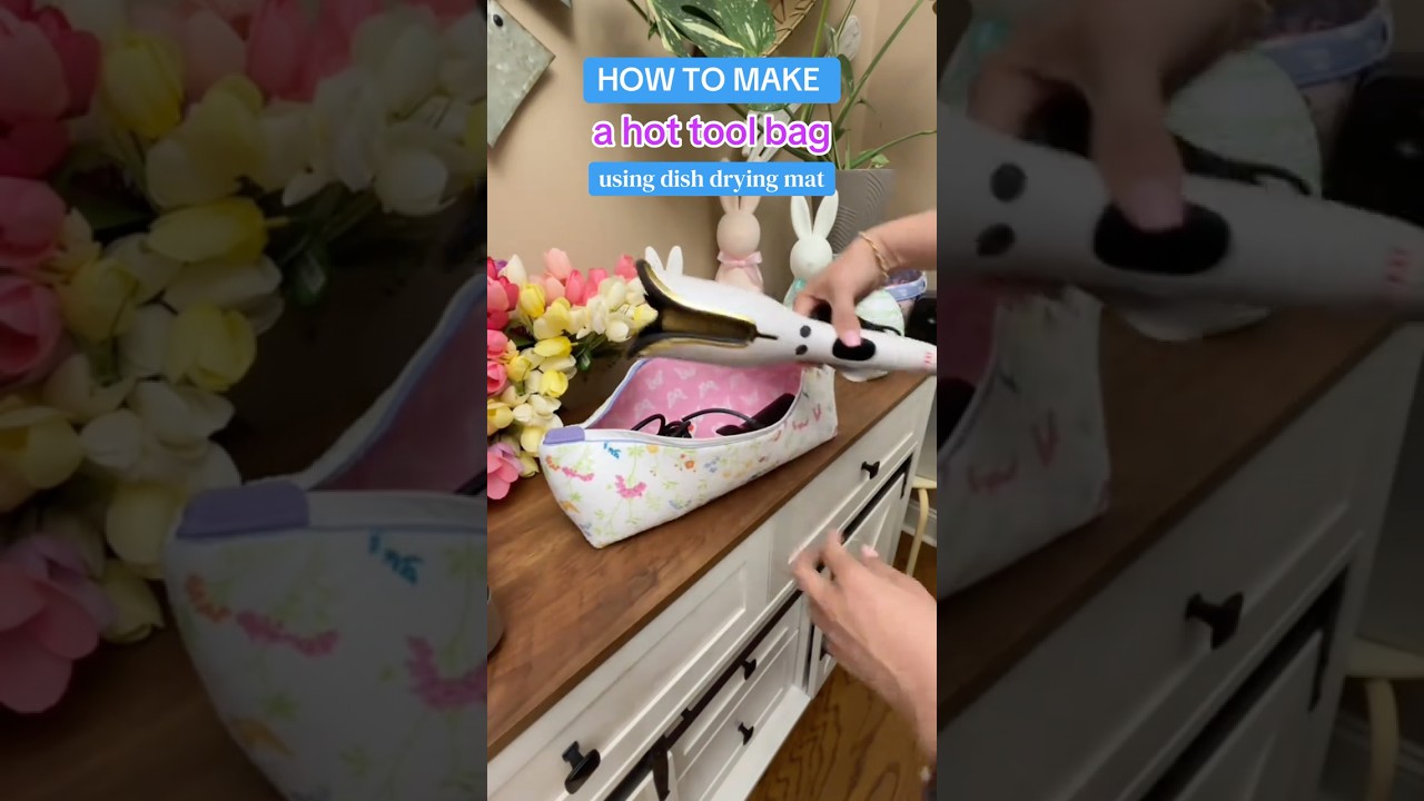How to make a hot tool bag using dish drying mat #titorial #sewing #howtosew #DIY