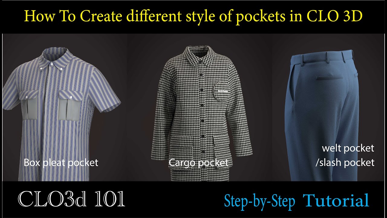 CLO3D - how to create different style of pockets #clo3d #tutorial #beginnersguide