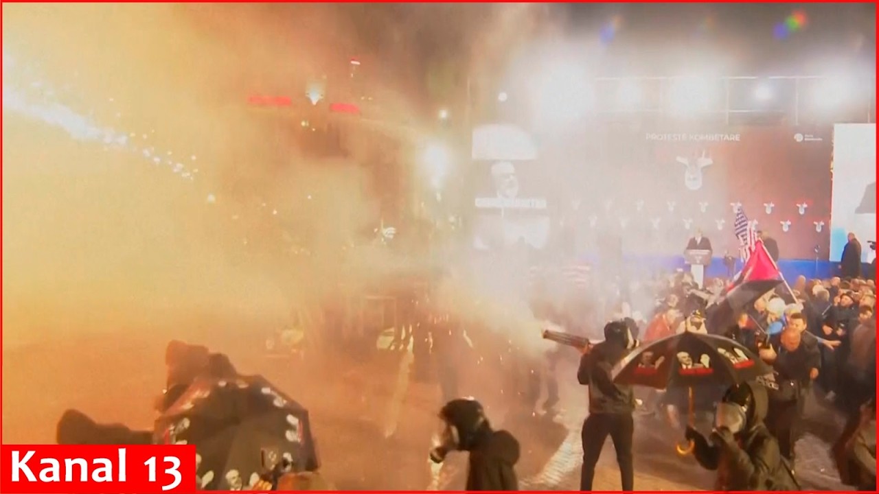 Fire, flares, tear gas, explosions during anti-government protest in Albanian capital
