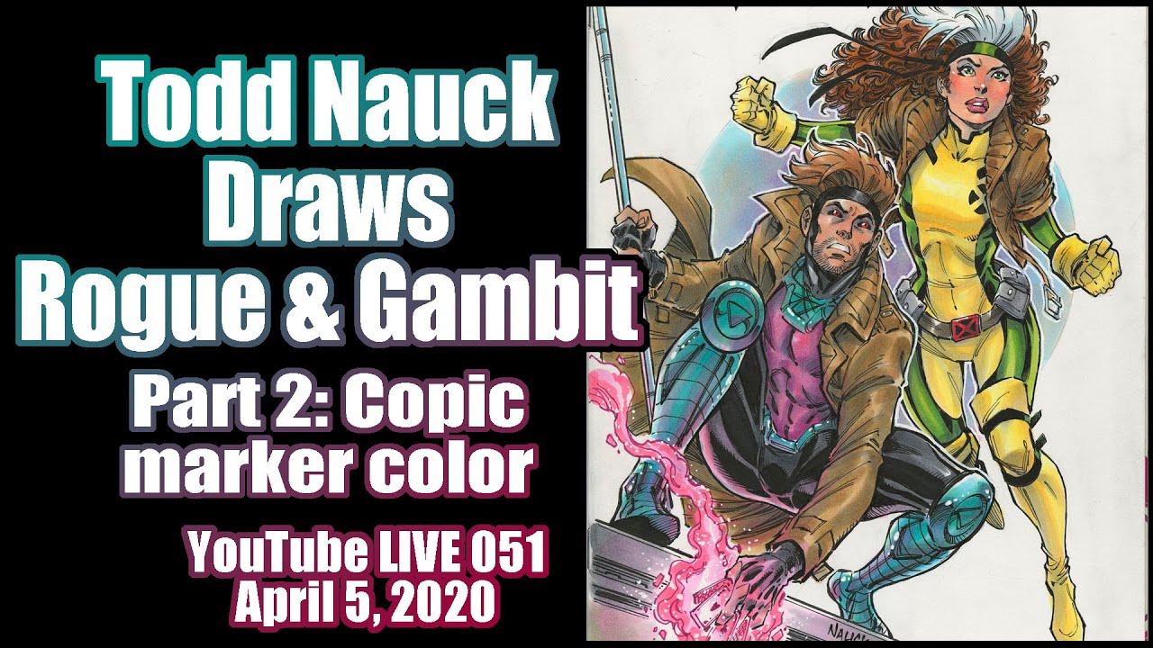 Drawing Rogue & Gambit: Copic marker colors: Todd Nauck Art Livestream 051