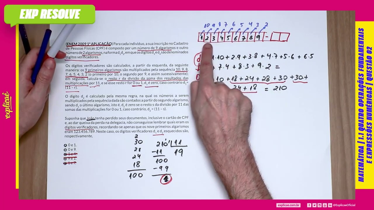 PARA CADA INDIVÍDUO, A SUA INSCRIÇÃO(...) | QUATRO OPERAÇÕES FUNDAMENTAIS E EXPRESSÕES NUMÉRICAS