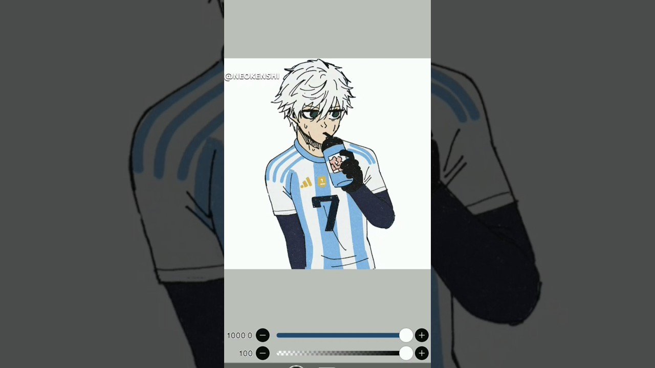 "Made this fanart in my own hand-drawn style 💙⚽ Representing Argentina vibes 🇦🇷✨ 