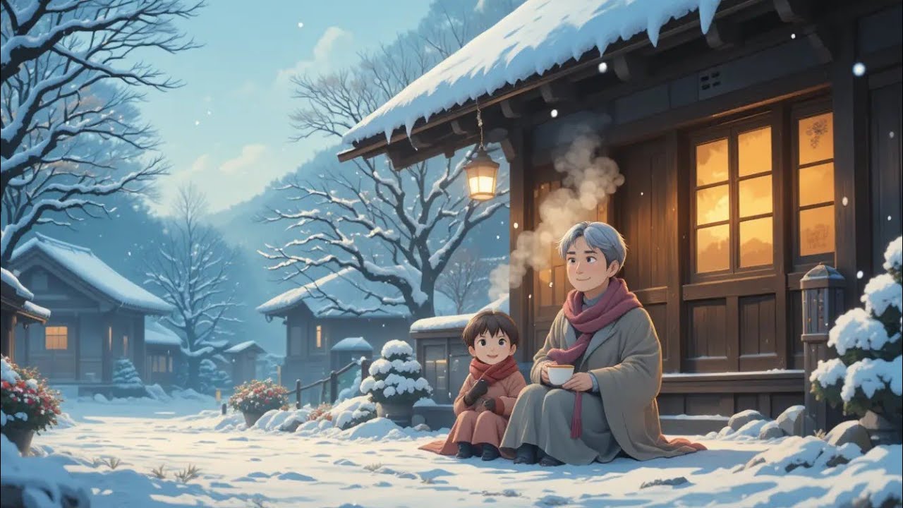 Peaceful Day Of Kids With Grandparents During Extreme Cold In Japan | Ghibli-style| ASMR | Anime