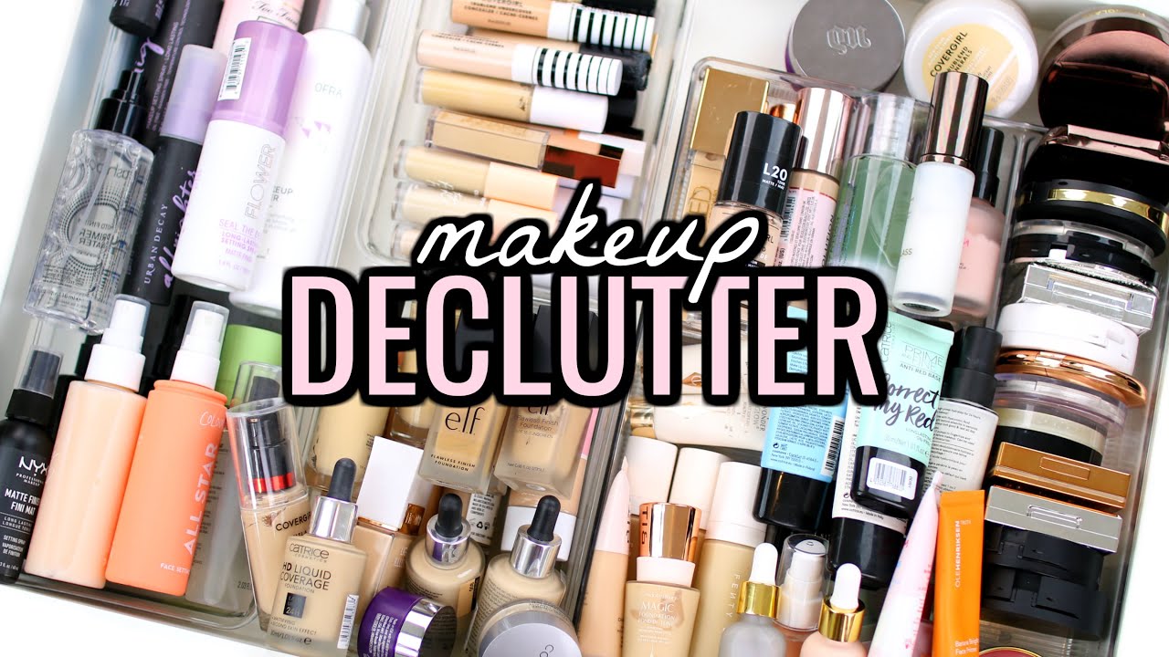 HUGE MAKEUP DECLUTTER 2020! FOUNDATION, PRIMER, CONCEALER, & POWDER