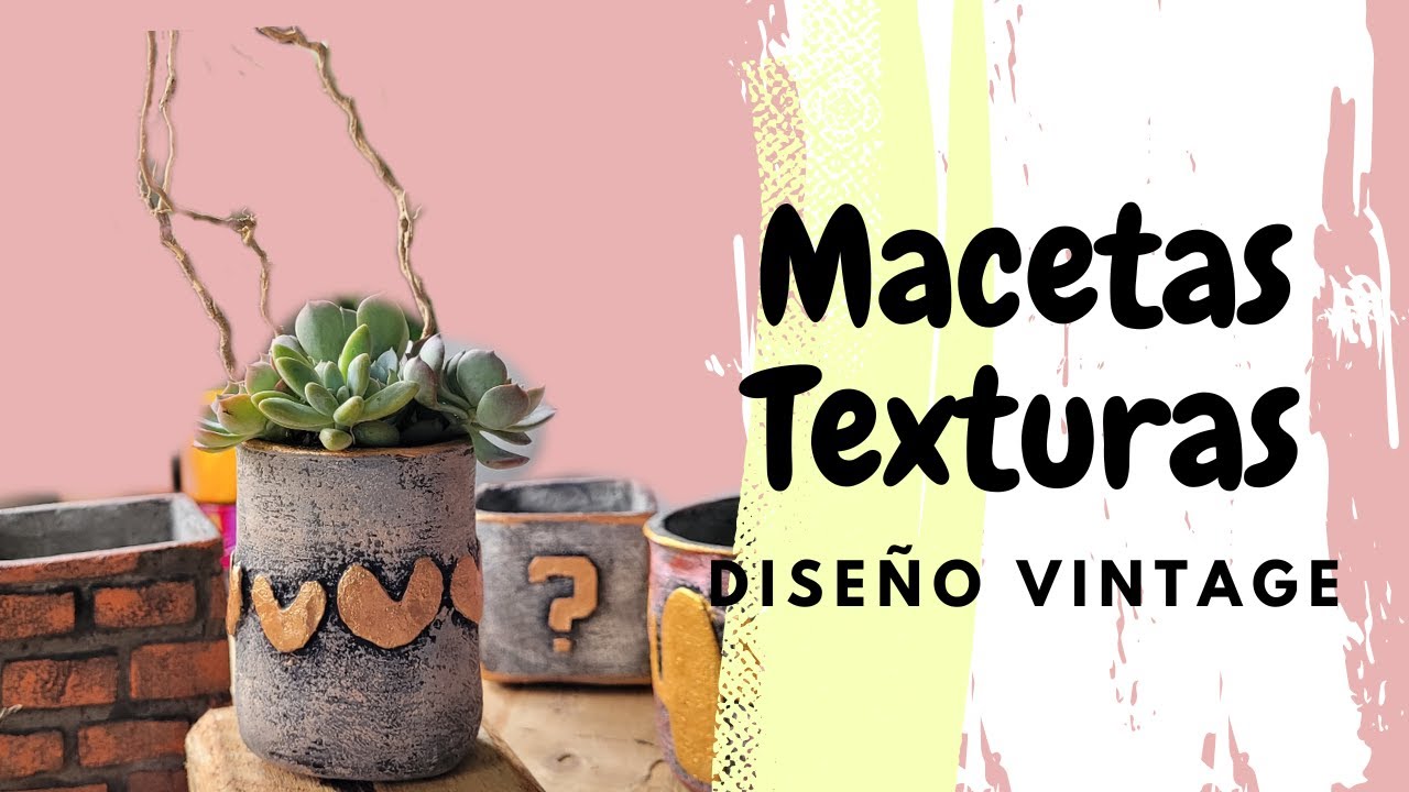 Macetas texturas patrón en foami // Vintage
