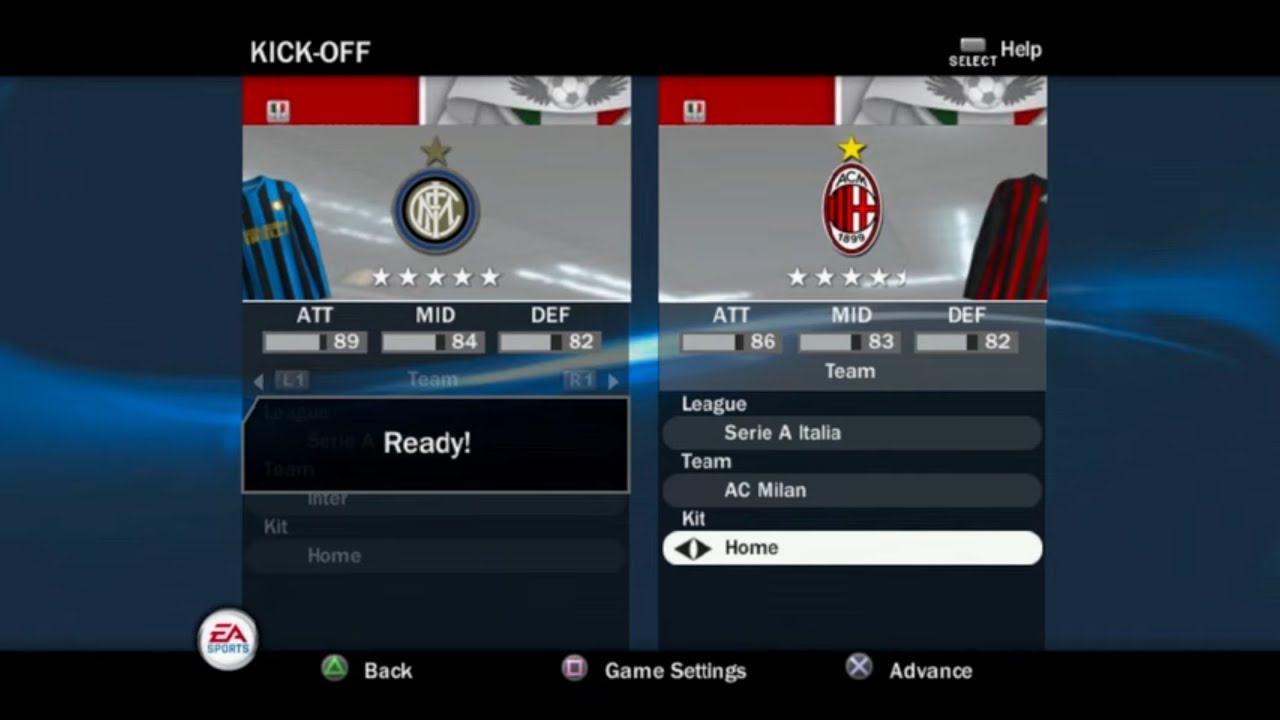 FIFA 09 (PS2) Gameplay - Inter Milan vs AC Milan
