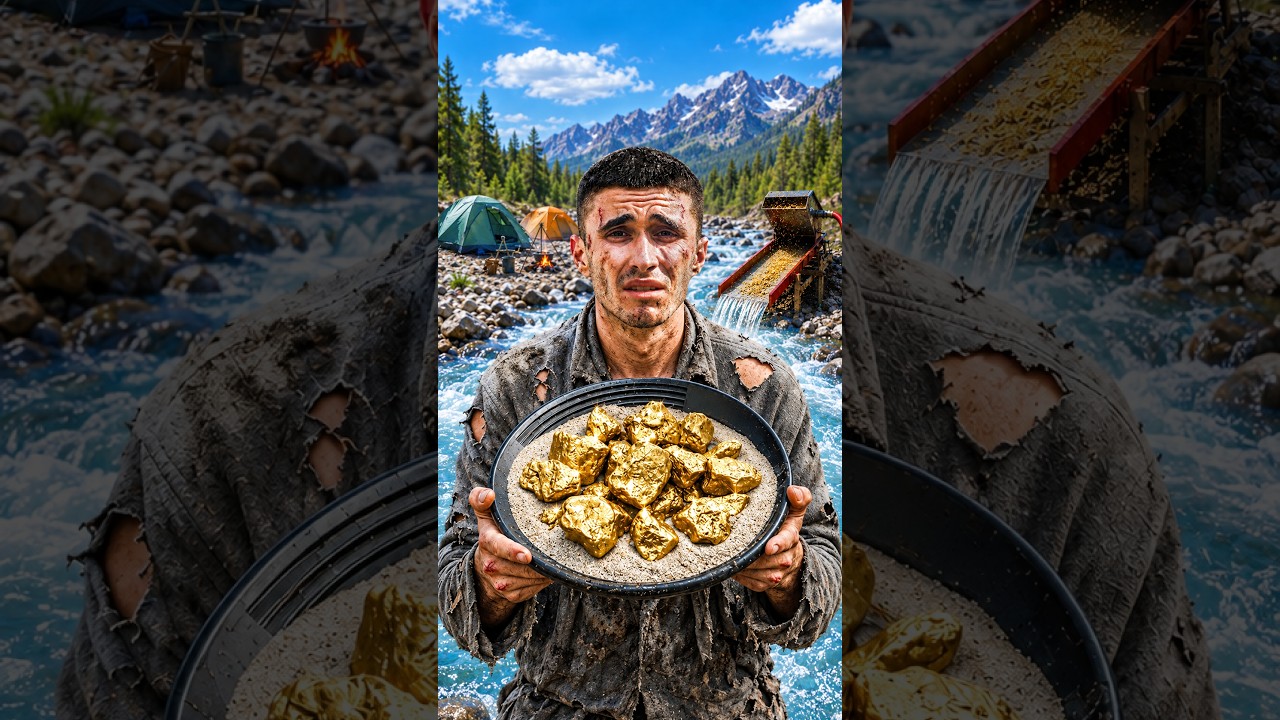 7 ДНЕЙ ИЩУ ЗОЛОТО В ГОРНОЙ РЕКЕ! 💰 #золото #поискзолота #shorts