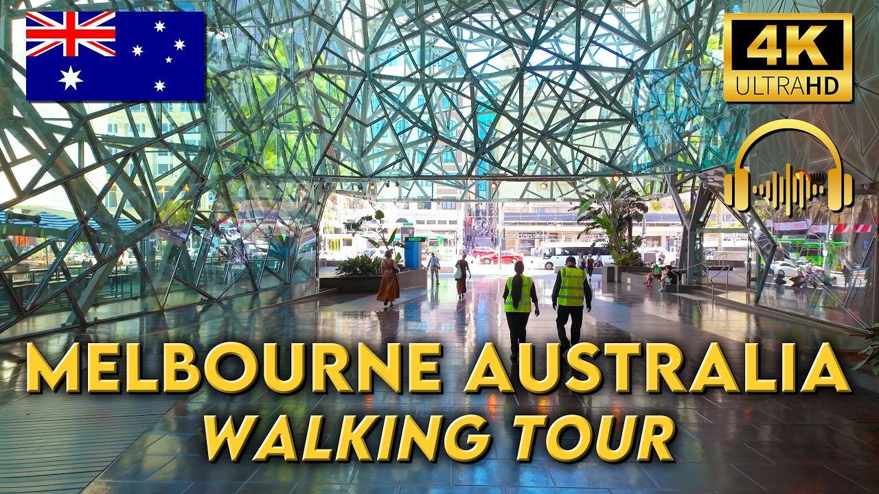 WALKING AROUND MELBOURNE AUSTRALIA | Flinders St to Parliament | 4K UHD Video Walk | Binaural Audio