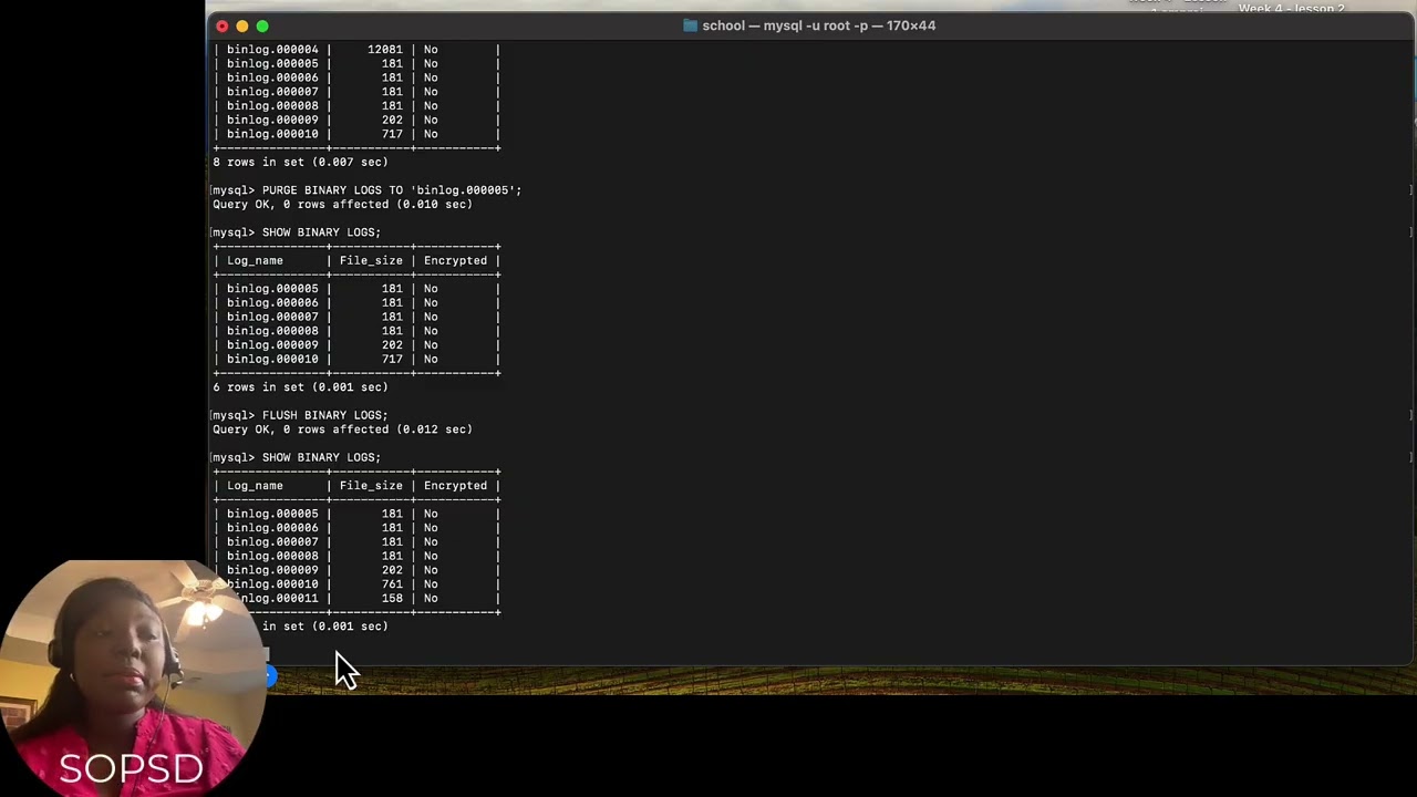 Week 10 - Lesson 1: MySQL Administration- Binary Logs and Slow Query Logs