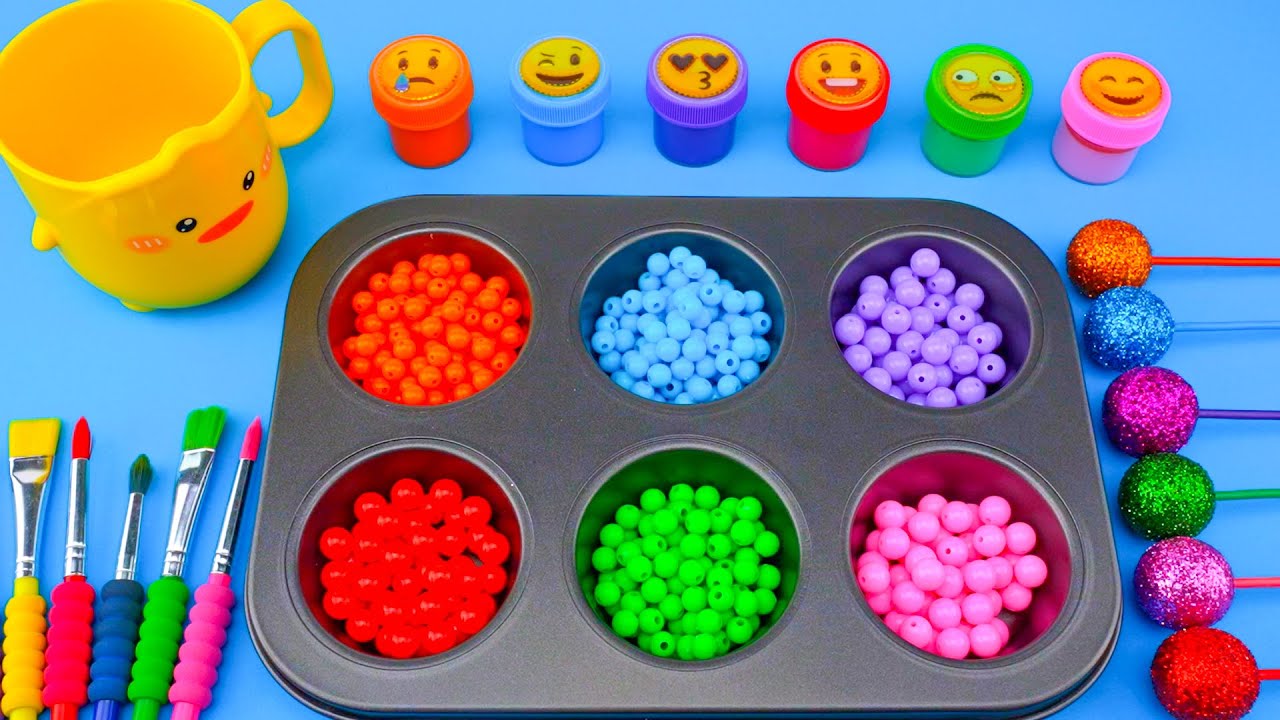 Satisfying Video | How to Make Glitter Rainbow Slime with Jelly Bean Cutting ASMR