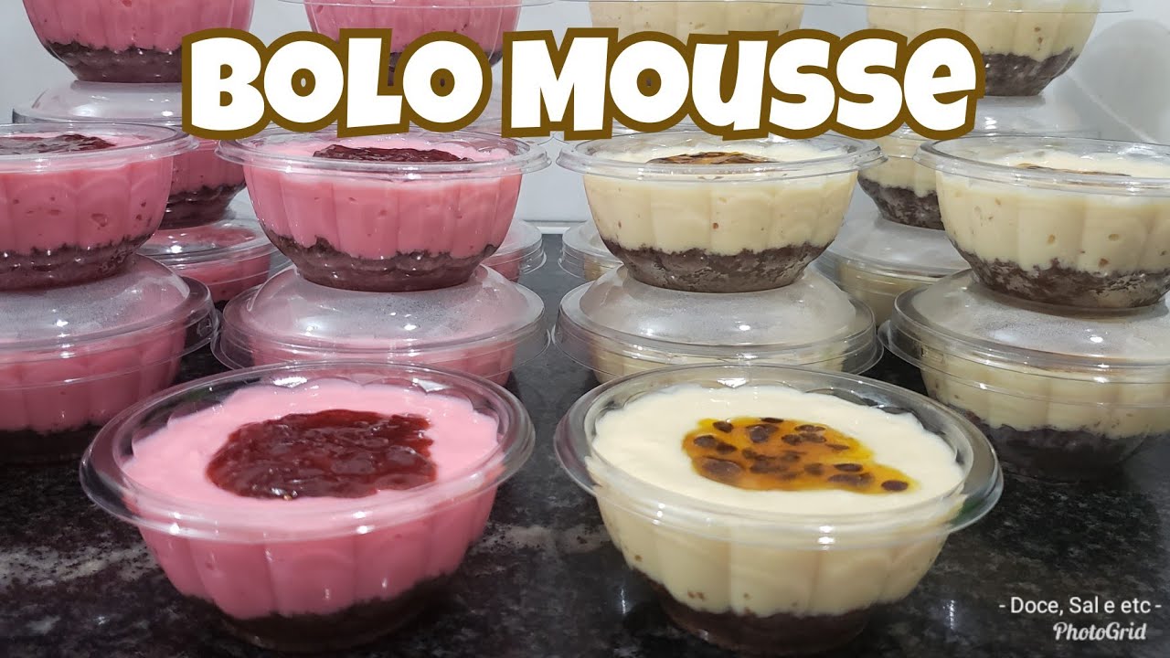 BOLO MOUSSE NO POTINHO FAÇA E VENDA, MOUSSE DE MORANGO E MOUSSE DE MARACUJÁ