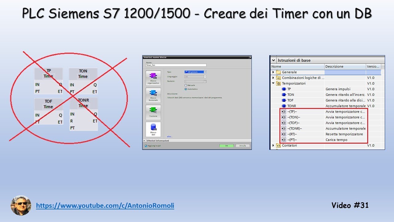 PLC Siemens S7 1200/1500 - Creare dei Timer utilizzando un DB (Video 31)