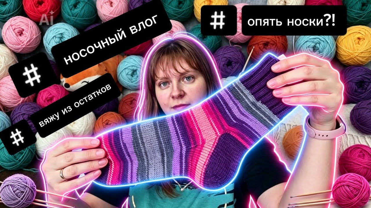 НОСОЧНЫЙ ВЛОГ #2 // НОСКИ ИЗ ОСТАТКОВ // ПОКАЗЫВАЮ СПИЦЫ 🧶🧦