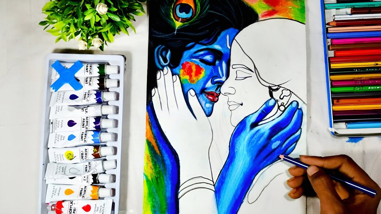 How to draw Radha Ji and Krishna ji drawing 🙏