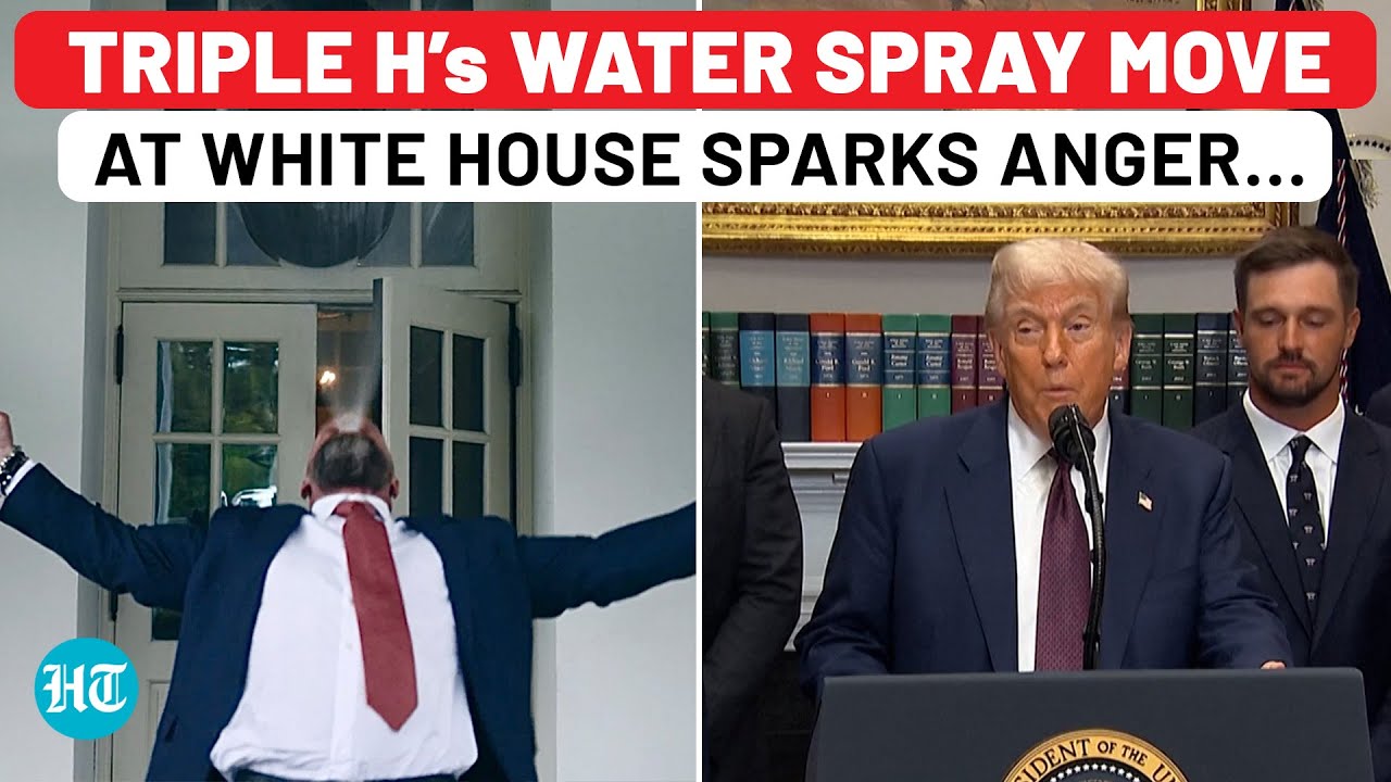 Triple H Joins Trump At White House, Signature Water Spray Move Sparks Anger On Social Media
