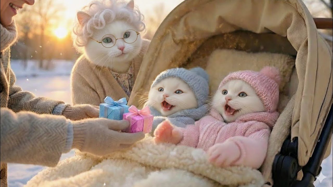 ❄😺 Grandma Cat’s First Snow Day with Baby Kittens 🐾✨ | Winter Wonderland Adventure