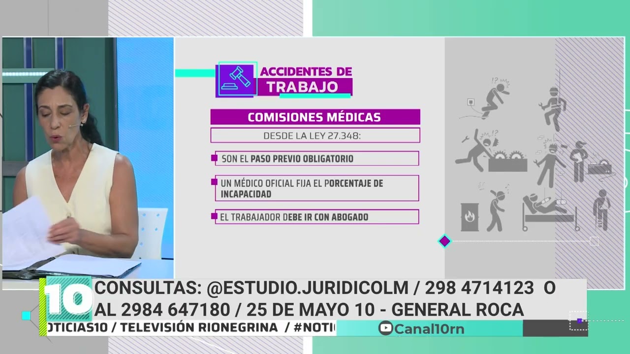 Consultorio Legal en Canal 10: Hoy accidentes laborales, ¿Qué cubre la ART?