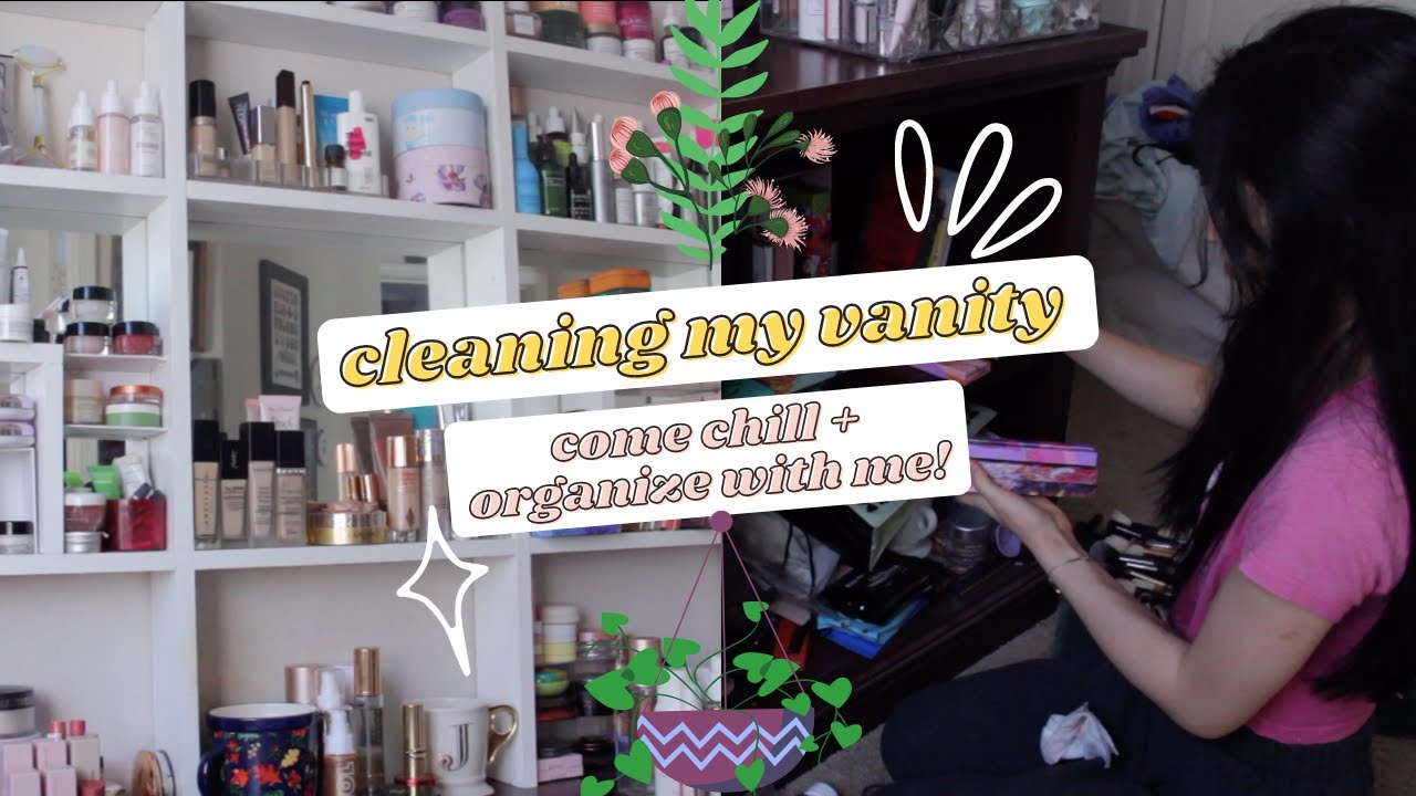 vibe with me ☕️♥ vanity cleaning + re-organizing my makeup // 𝚕𝚘-𝚏𝚒 𝚌𝚑𝚒𝚕𝚕 𝚜𝚎𝚜𝚑, 𝚗𝚘 𝚝𝚊𝚕𝚔𝚒𝚗𝚐 若いみ