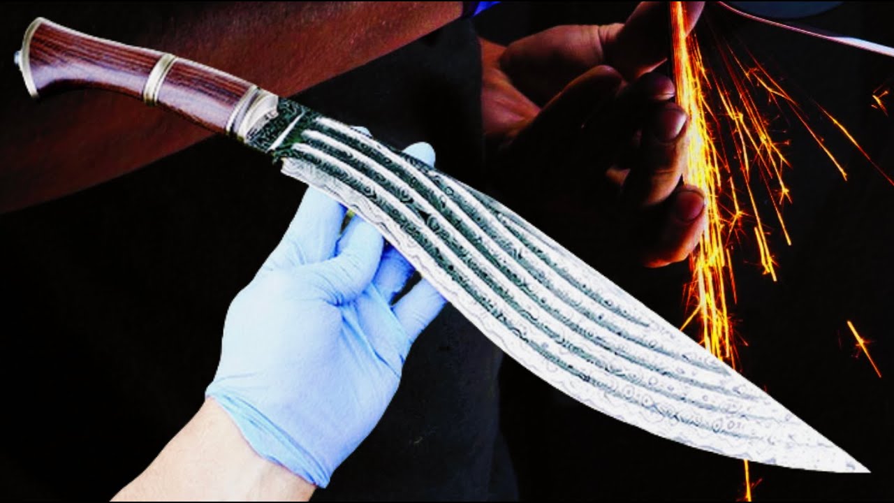 Making a Damascus Five-Fuller Kukri (First Ever)