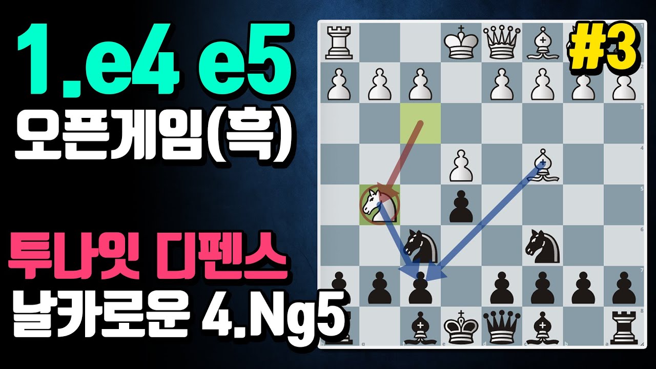 체스의 근본오프닝 1.e4 e5 오픈게임(3) | 흑 오프닝 레파토리 | 투나잇디펜스 날카로운4.Ng5