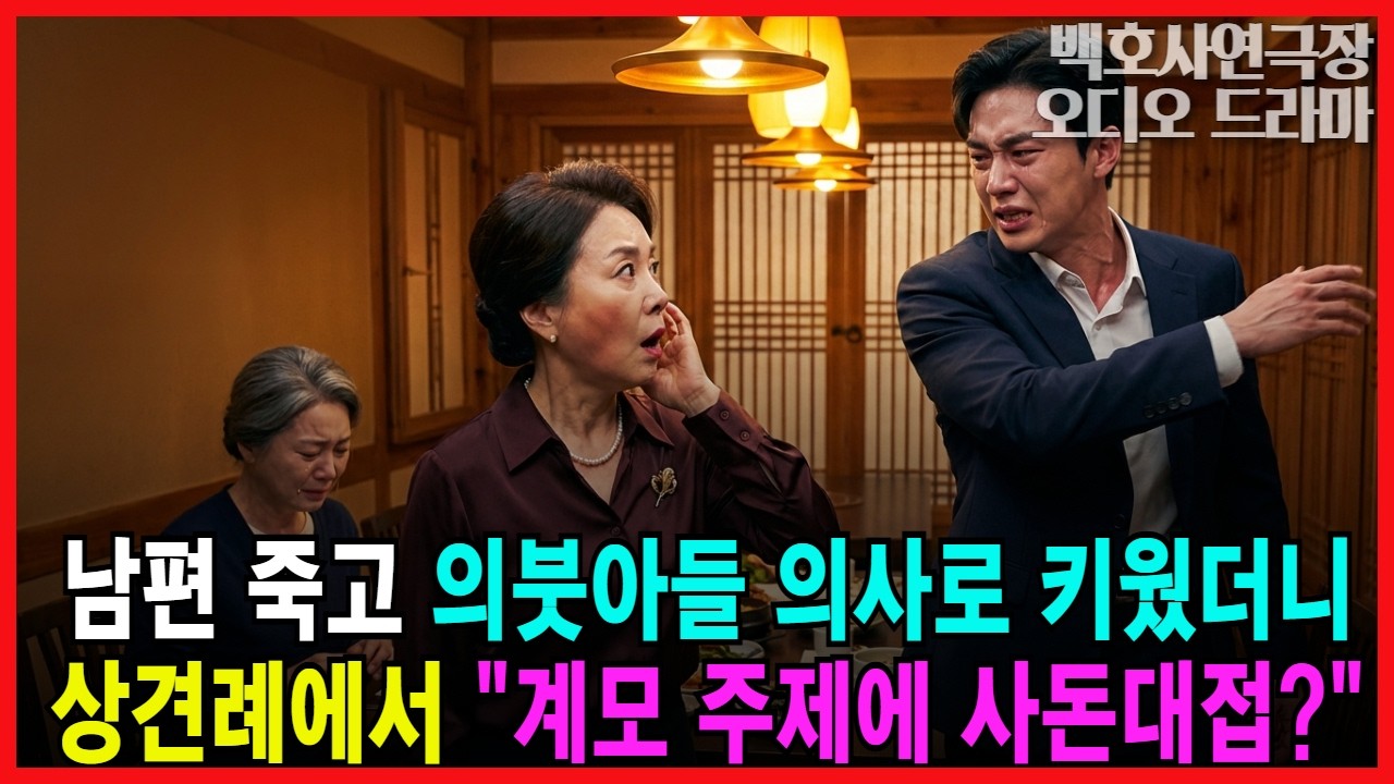 남편이 죽고, 남편의 자식을 식당일을 하며 의사로 만들었는데 예비사돈이, 경악할 말을 꺼낸 순간 아들이 한 행동이 충격입니다  | 오디오드라마 가족사연 감동사연 계모사연 상견례사연