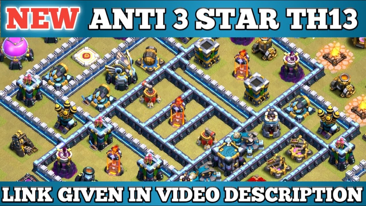 Anti 3 Star TH13 War Base + 3 Defense Replay Proof + LINK (In Video Description)
