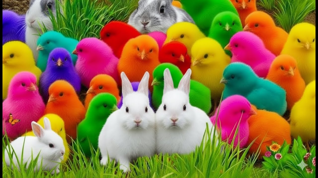 Ayam Lucu, ayam warna warni, ayam rainbow, kelinci lucu, bebek lucu, ikan koi, Hewan Lucu 🐣🐤🌈