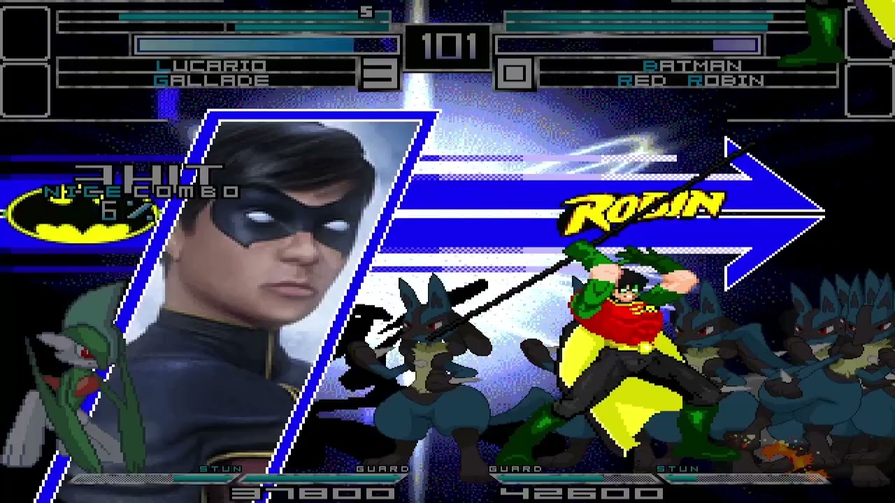 KOF MUGEN Tag Team Lucario & gallade vs batman (alucard) & robin