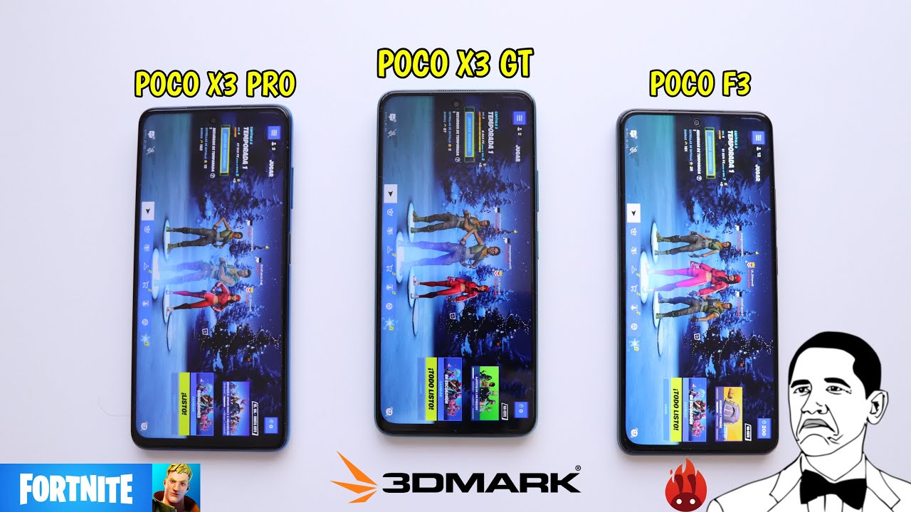 FORTNITE COMPARISON IN POCO X3 PRO vs POCO X3 GT vs POCO F3 THREE BENCHMARK COMPARISON😱