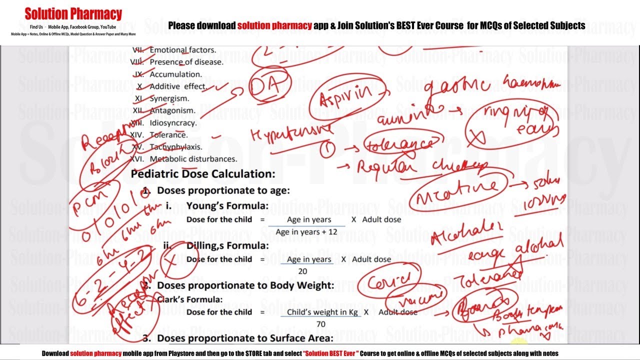 Pharmaceutics (07)=  Posology =  Basic Introduction and Calculation of Doses | दवा की मात्रा निकालना