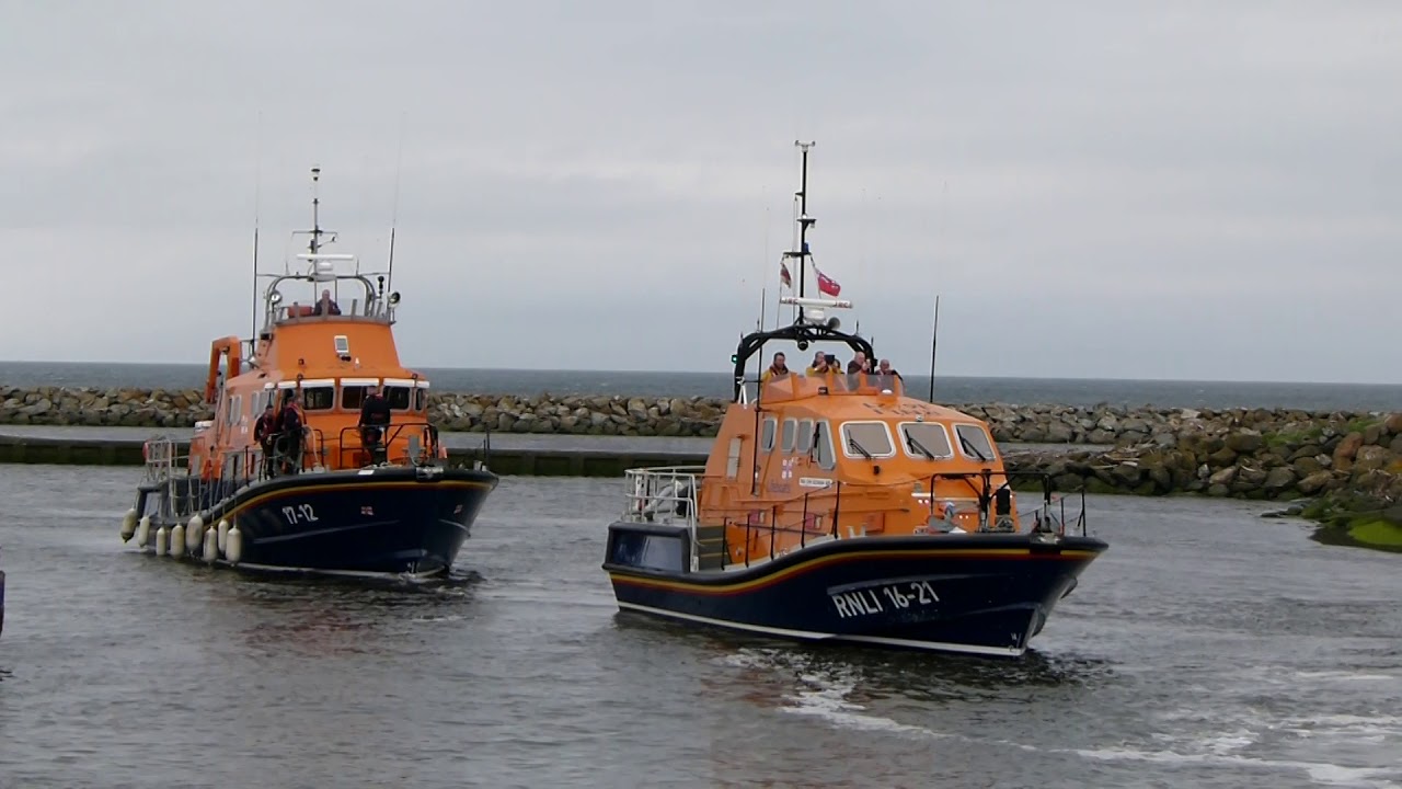 Lifeboats coming into Girvan Harbour