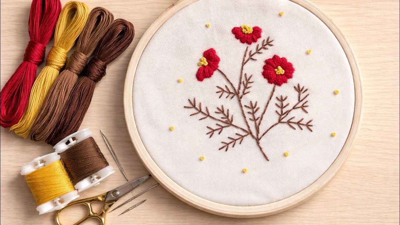 Easy Hand Embroidery Flower Tutorial 🌸 | Simple Floral Design for Beginners | Soft Thread Art
