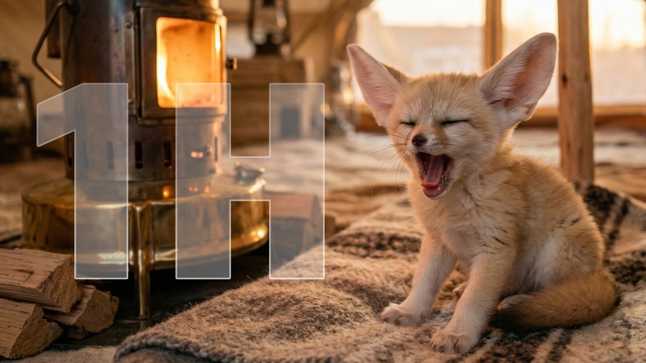 Healing Sand fox Crackling Fire Ambience | Relaxing Sleep Sounds (No Talking) | 고요한 밤 Still Night