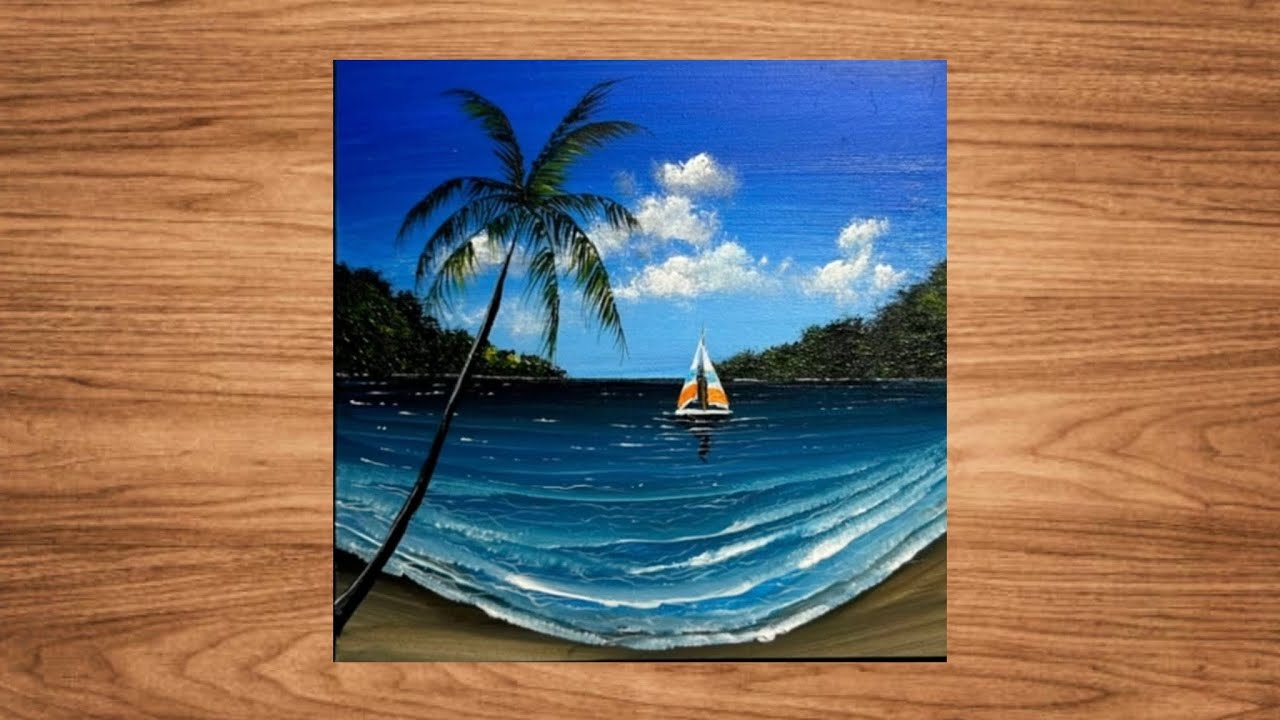 How to paint a TROPICAL BEACH Seascape painting | Beginner | QUICK & EASY! 
