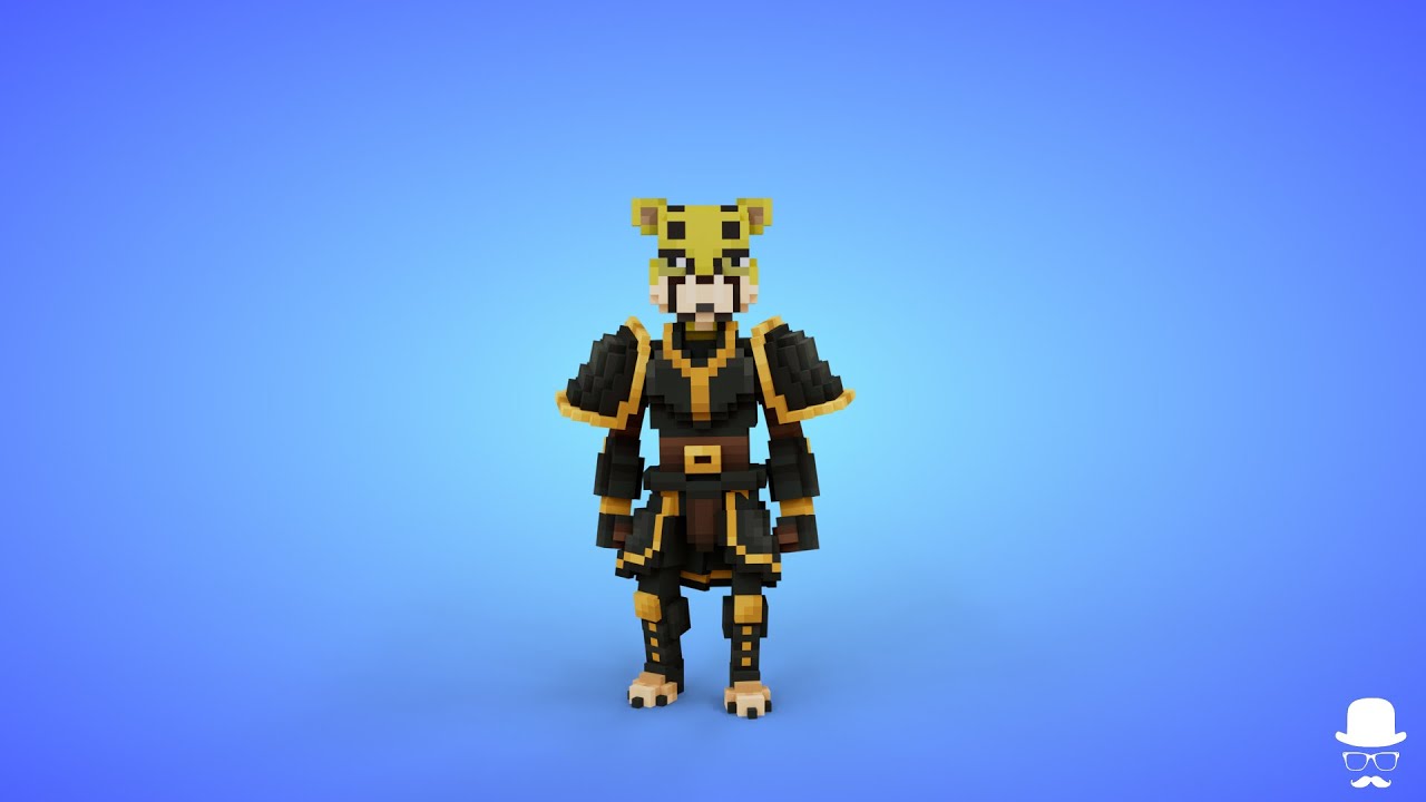 Cheetah Knight Voxel Character - 3D Lowpoly Fantasy Creature - Game Asset