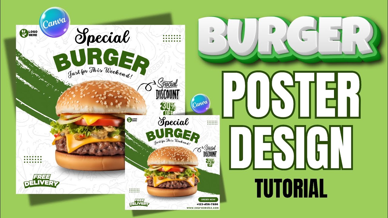 How to Create Stunning Burger Food Poster Design in Canva l Design by KS l Burger Poster Design