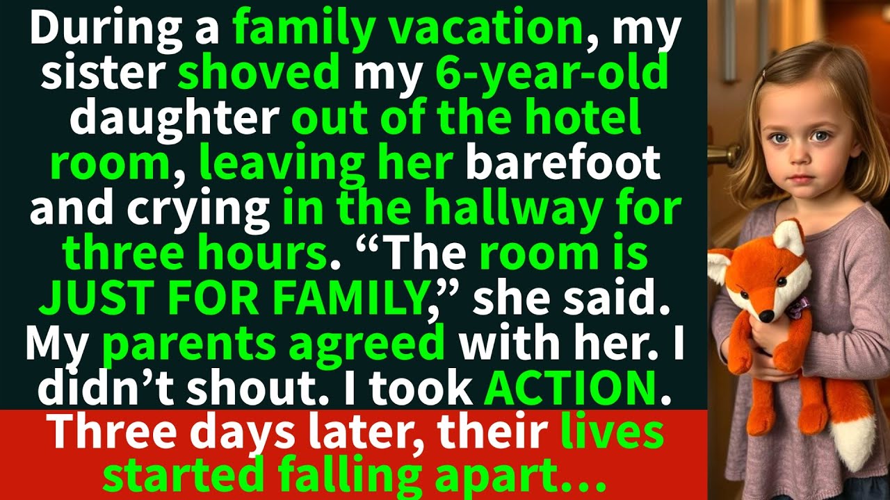 “The room is just for family”, my sister said leaving my daughter barefoot in the hallway…