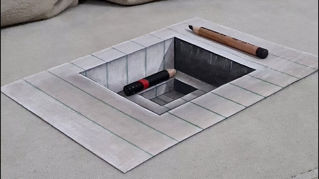 easy 3d drawing on paper for beginners