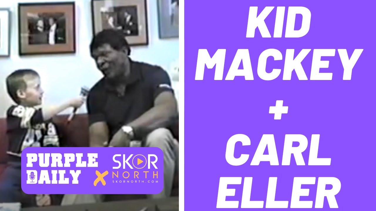 Young Phil Mackey interviews Minnesota Vikings legend Carl Eller