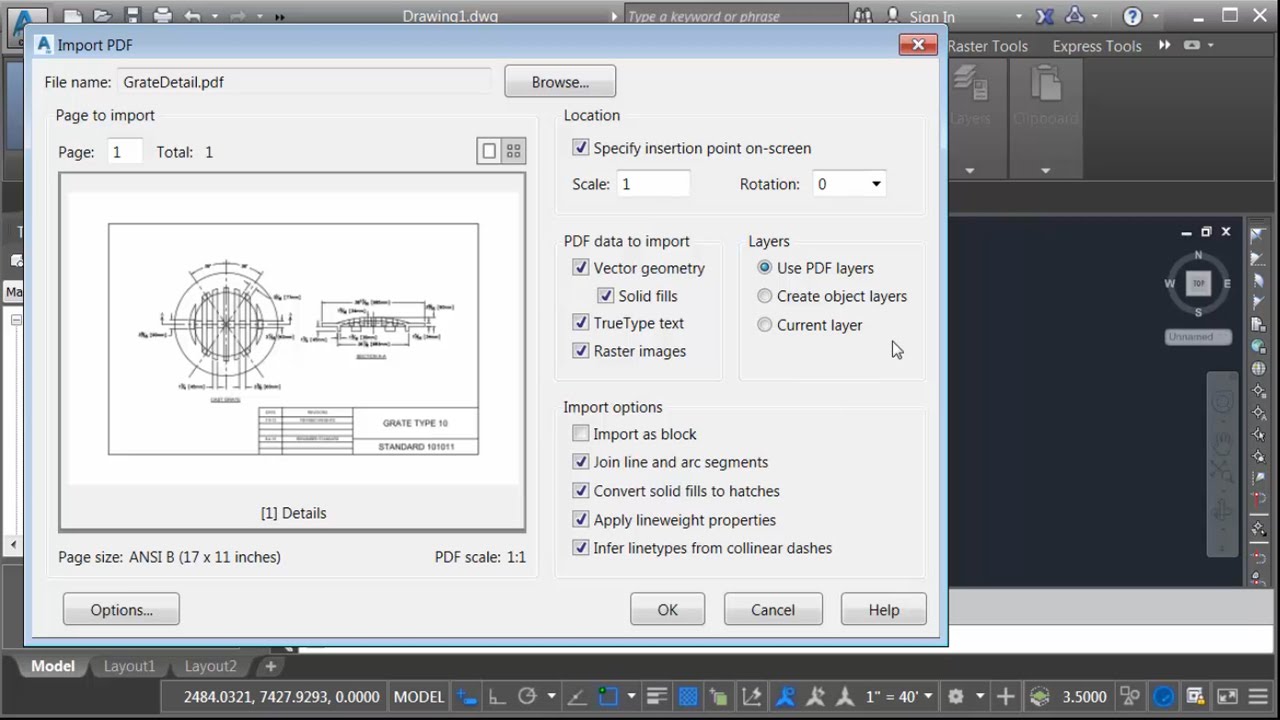 Importing PDF Geometry into Civil 3D Drawings