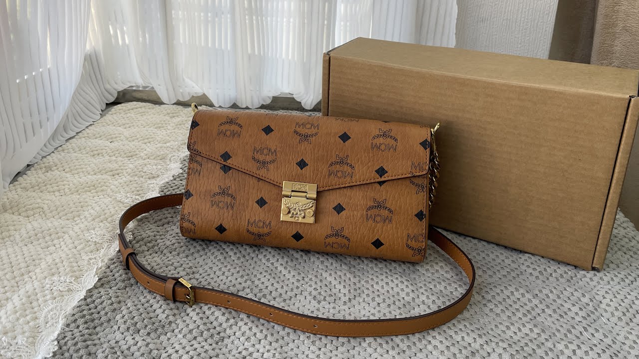 MCM Tracy Crossbody In Visetos Cognac Review #bag #review #unboxing