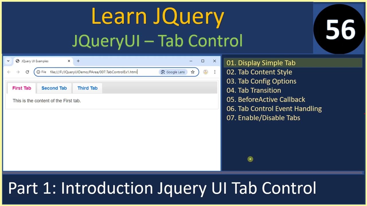 JQueryUI Tab | Part 1 - Display Simple JQuery Tab | JQuery Tutorials #56