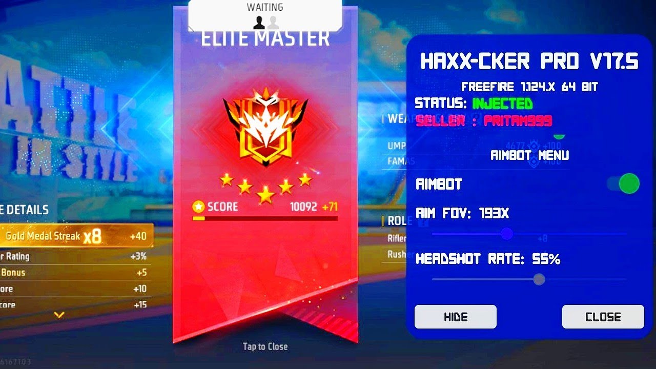 Haxx Cker Pro V17  Injector Free Fire | Free Fire Non Root Device Injector ob52 Haxx Cker pro v17