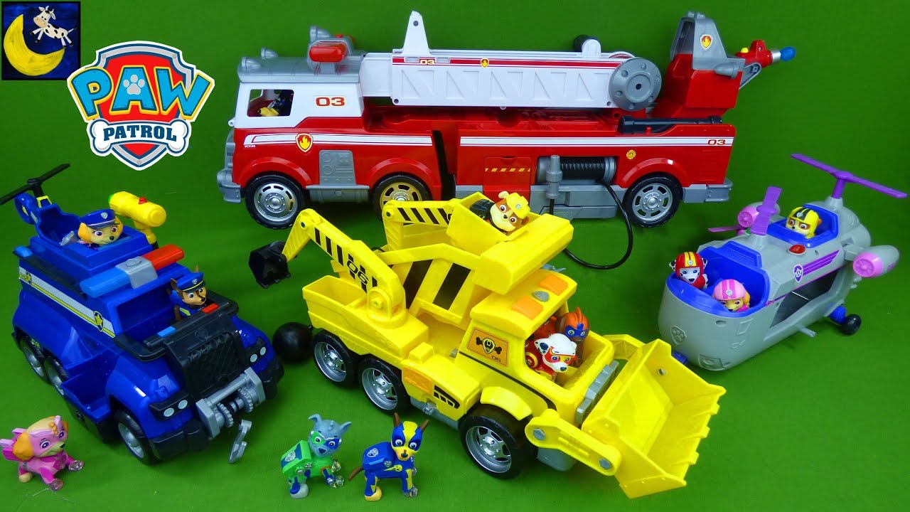 Large Paw Patrol Ultimate Rescue Construction Vehicle Police Car Fire Truck Fireman Pups Toys