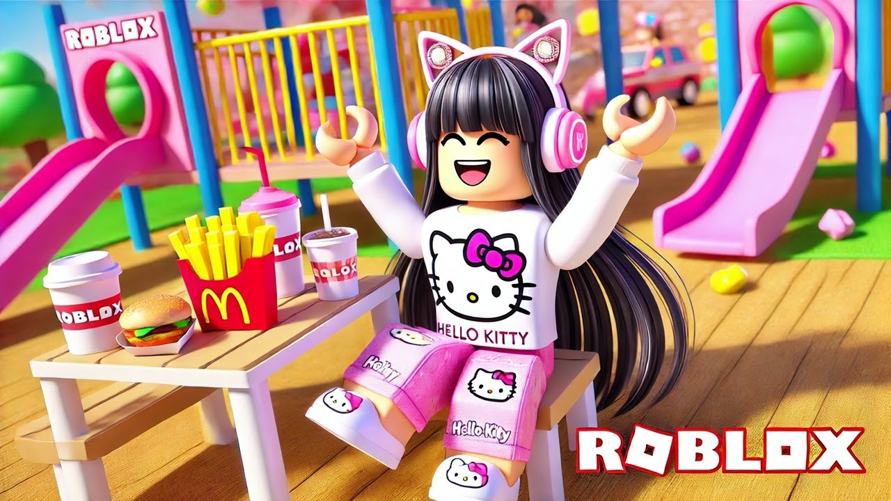 Tia Flá No Playground Com Lanche, Batata Frita. ADORO! Roblox
