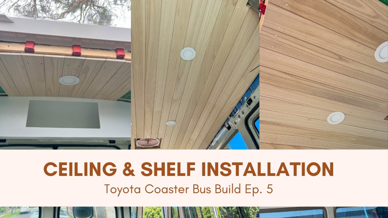 Shiplap Cladding & Building a Shelf in my Bus! Toyota Coaster Ep. 5!